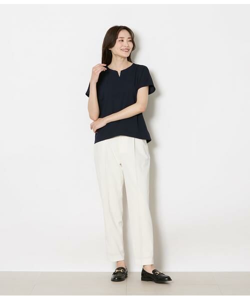 NEWYORKER L-SIZE / ニューヨーカー エルサイズ Tシャツ | キーネックパールビジュープルオーバー レディース セットアップ対応 イージーケア | 詳細10