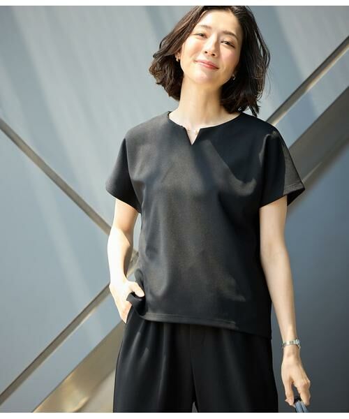 NEWYORKER L-SIZE / ニューヨーカー エルサイズ Tシャツ | キーネックパールビジュープルオーバー レディース セットアップ対応 イージーケア | 詳細12