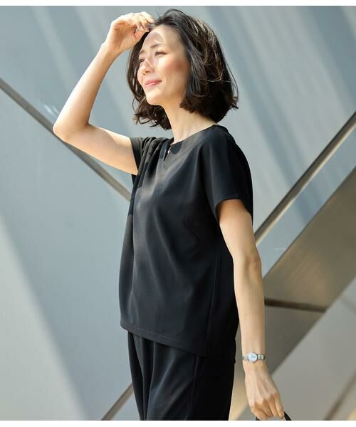 NEWYORKER L-SIZE / ニューヨーカー エルサイズ Tシャツ | キーネックパールビジュープルオーバー レディース セットアップ対応 イージーケア | 詳細13