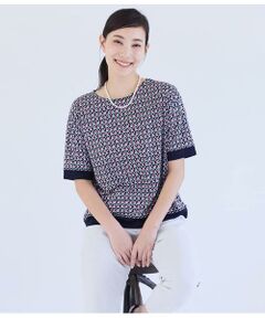 NEWYORKER L-SIZE / ニューヨーカー エルサイズ Tシャツ | 強撚スムースナイトキューブプリント 切替えカットソープルオーバー