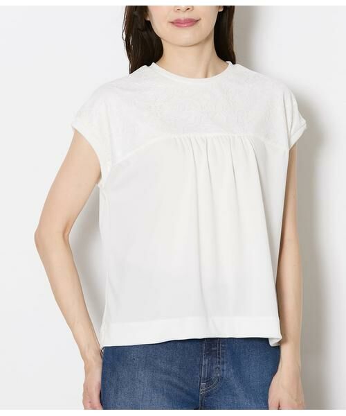 NEWYORKER L-SIZE / ニューヨーカー エルサイズ Tシャツ | 前後2WAYレース切替えカットソー レディース イージーケア | 詳細1