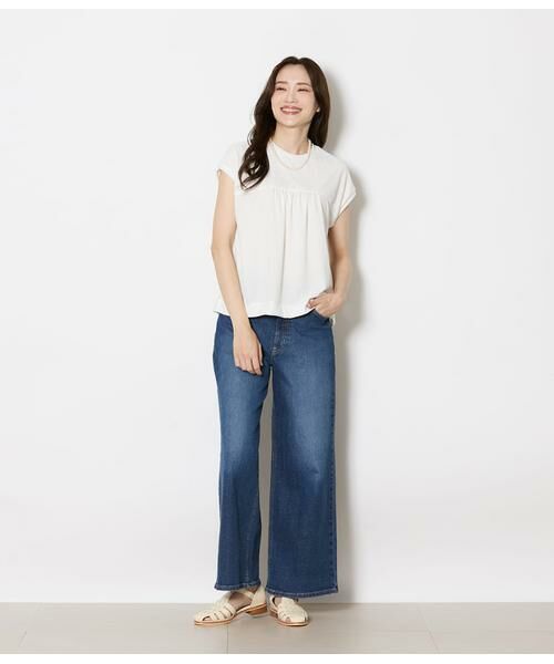 NEWYORKER L-SIZE / ニューヨーカー エルサイズ Tシャツ | 前後2WAYレース切替えカットソー レディース イージーケア | 詳細4