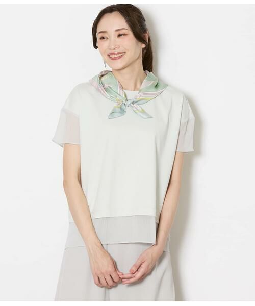 NEWYORKER L-SIZE / ニューヨーカー エルサイズ Tシャツ | 袖切替えカットソープルオーバー レディース 遮熱(ライトグレー)
