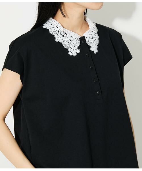 NEWYORKER L-SIZE / ニューヨーカー エルサイズ Tシャツ | プレーディング天竺 レース衿付き2WAYプルオーバー | 詳細3