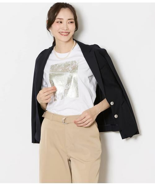 NEWYORKER L-SIZE / ニューヨーカー エルサイズ Tシャツ | コットン100% 箔グラフィックTシャツ(ホワイト)
