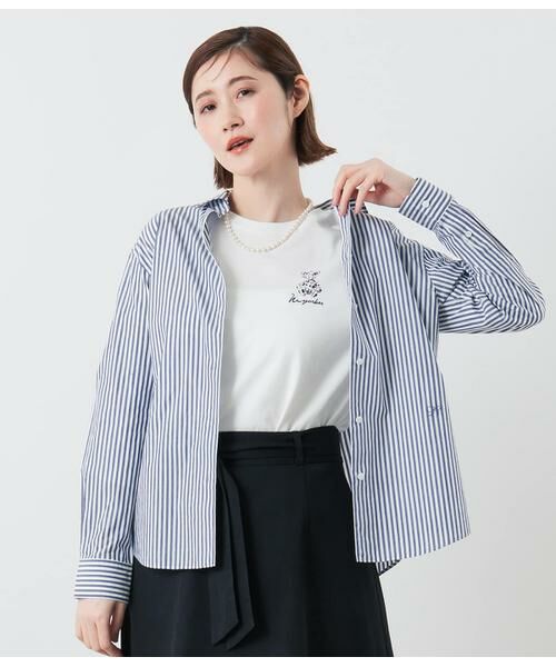 NEWYORKER L-SIZE / ニューヨーカー エルサイズ シャツ・ブラウス | ロンドンストライプ レギュラーカラー長袖シャツ（ブルー）