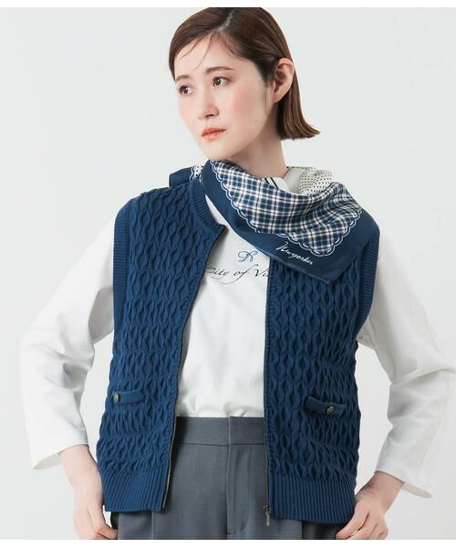 NEWYORKER L-SIZE / ニューヨーカー エルサイズ ベスト | ハニカム調ケーブル ジップニットベスト | 詳細15