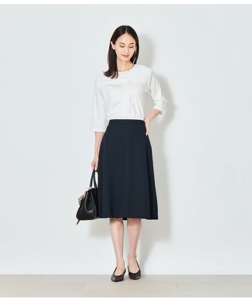 NEWYORKER L-SIZE / ニューヨーカー エルサイズ カットソー | シルケットスムース ヨークレース7分袖カットソー | 詳細8
