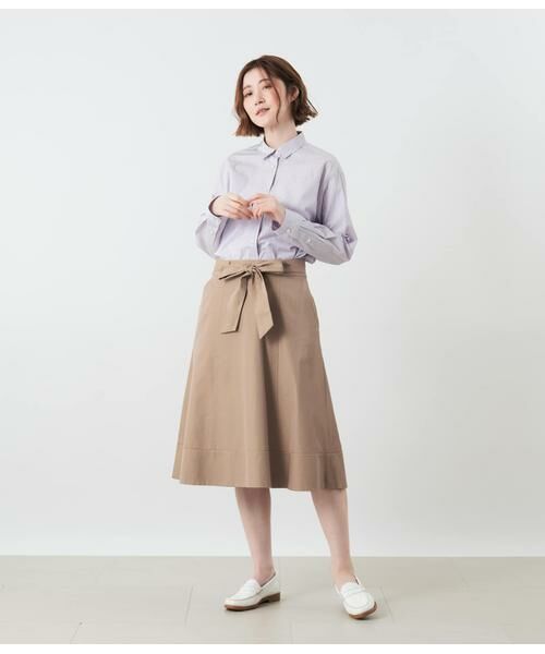 NEWYORKER L-SIZE / ニューヨーカー エルサイズ シャツ・ブラウス | コットンポプリンストライプ レギュラーカラー長袖シャツ(ラベンダー) | 詳細11
