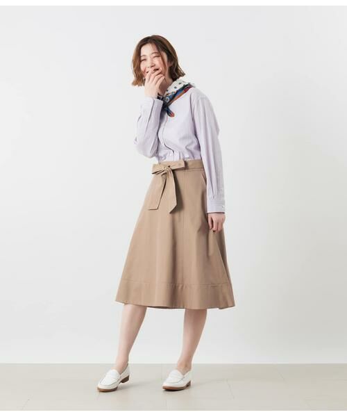NEWYORKER L-SIZE / ニューヨーカー エルサイズ シャツ・ブラウス | コットンポプリンストライプ レギュラーカラー長袖シャツ(ラベンダー) | 詳細12