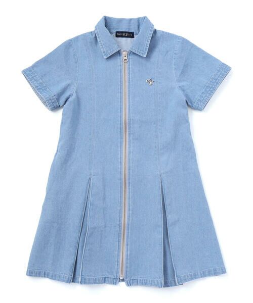nexchic / ネクシック ミニ丈・ひざ丈ワンピース | シャツ風ファスナーデニム&ストライプワンピース(110~150cm) | 詳細5