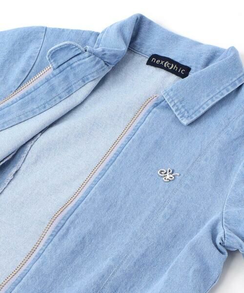 nexchic / ネクシック ミニ丈・ひざ丈ワンピース | シャツ風ファスナーデニム&ストライプワンピース(110~150cm) | 詳細8