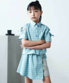 nexchic / ネクシック シャツ・ブラウス | チェック柄半袖シャツ+プリーツスカパンセット(110~150cm)