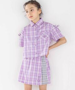 nexchic / ネクシック シャツ・ブラウス | チェック柄半袖シャツ+プリーツスカパンセット(110~150cm)