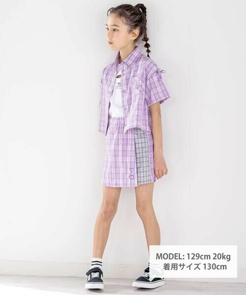 nexchic / ネクシック シャツ・ブラウス | チェック柄半袖シャツ+プリーツスカパンセット(110~150cm) | 詳細7