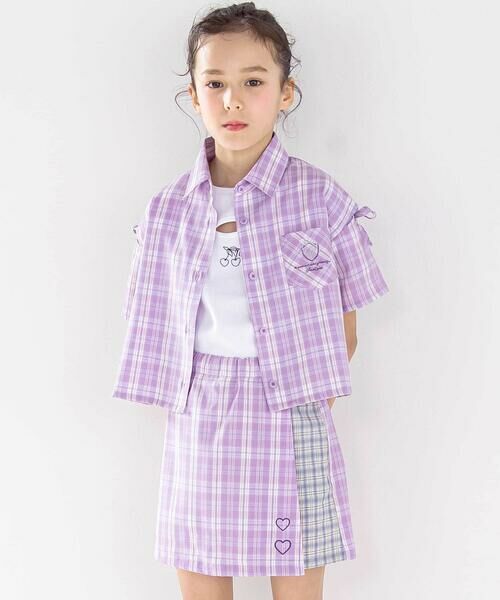 nexchic / ネクシック シャツ・ブラウス | チェック柄半袖シャツ+プリーツスカパンセット(110~150cm) | 詳細8