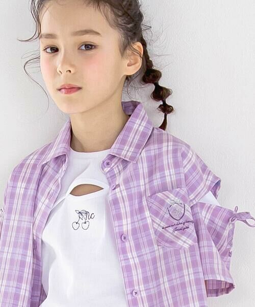 nexchic / ネクシック シャツ・ブラウス | チェック柄半袖シャツ+プリーツスカパンセット(110~150cm) | 詳細9