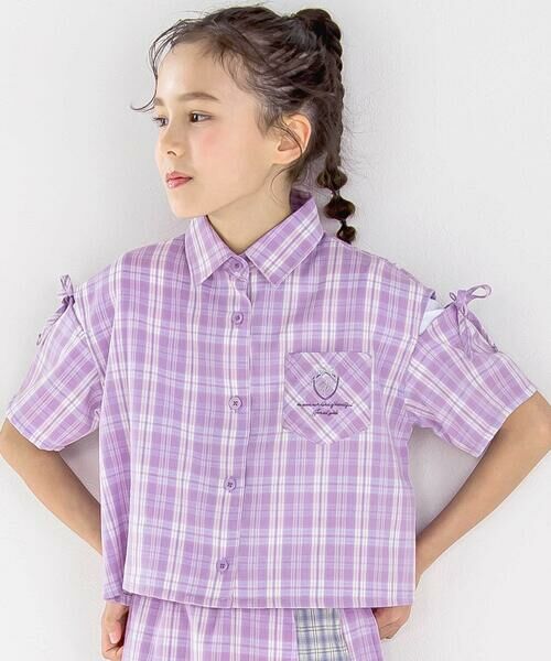 nexchic / ネクシック シャツ・ブラウス | チェック柄半袖シャツ+プリーツスカパンセット(110~150cm) | 詳細10