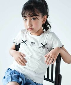 nexchic / ネクシック Tシャツ | リボン付きギャザーキャミ+スパンテレコ半袖Tシャツセット(110~150cm)