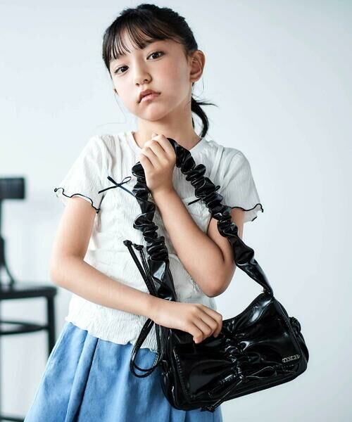 nexchic / ネクシック Tシャツ | リボン付きギャザーキャミ+スパンテレコ半袖Tシャツセット(110~150cm) | 詳細4