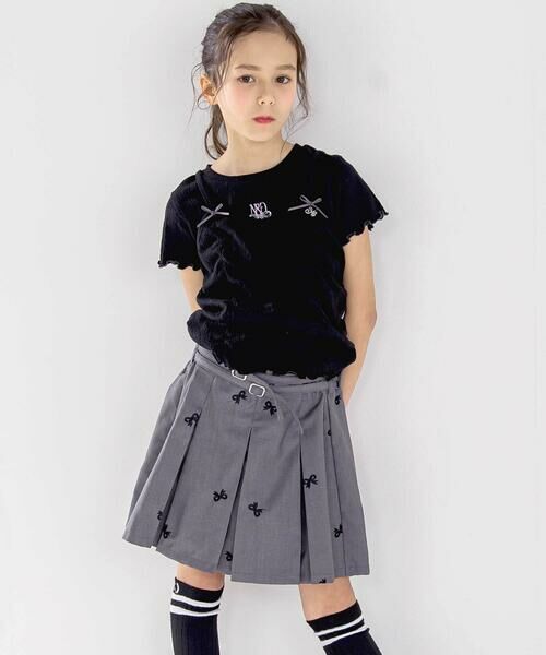 nexchic / ネクシック Tシャツ | リボン付きギャザーキャミ+スパンテレコ半袖Tシャツセット(110~150cm) | 詳細18