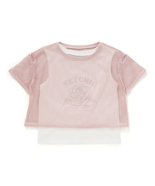 nexchic / ネクシック Tシャツ | バラプリント天竺Tシャツ+メッシュ半袖Tシャツセット(110~150cm) | 詳細5