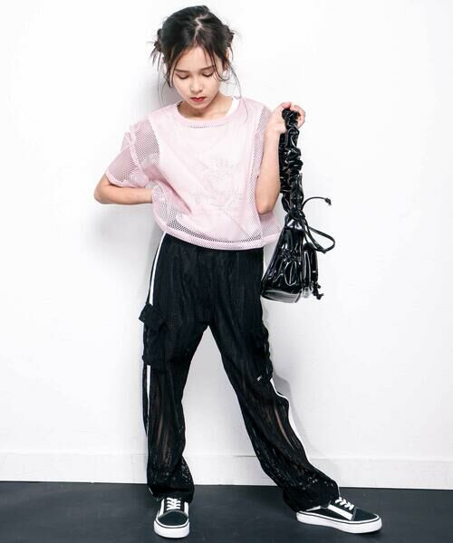 nexchic / ネクシック Tシャツ | バラプリント天竺Tシャツ+メッシュ半袖Tシャツセット(110~150cm) | 詳細1