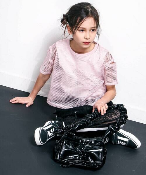 nexchic / ネクシック Tシャツ | バラプリント天竺Tシャツ+メッシュ半袖Tシャツセット(110~150cm) | 詳細2