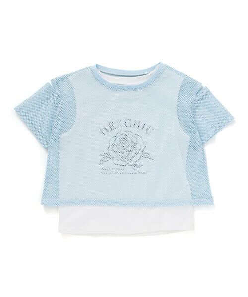 nexchic / ネクシック Tシャツ | バラプリント天竺Tシャツ+メッシュ半袖Tシャツセット(110~150cm) | 詳細23