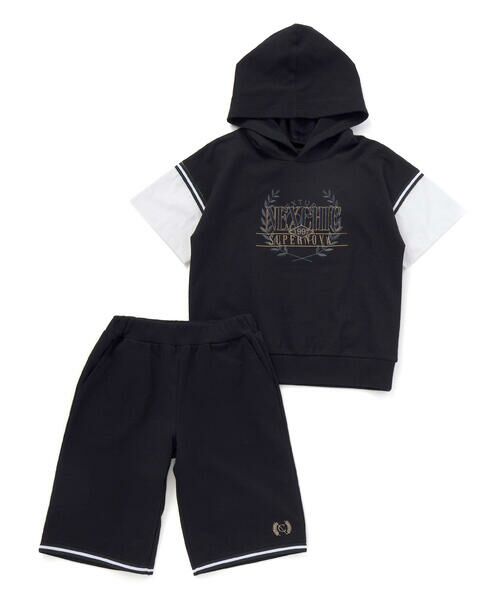 nexchic / ネクシック パーカー | ミニ裏毛フード付き半袖パーカー+ショートパンツセットアップ(110~150cm) | 詳細5
