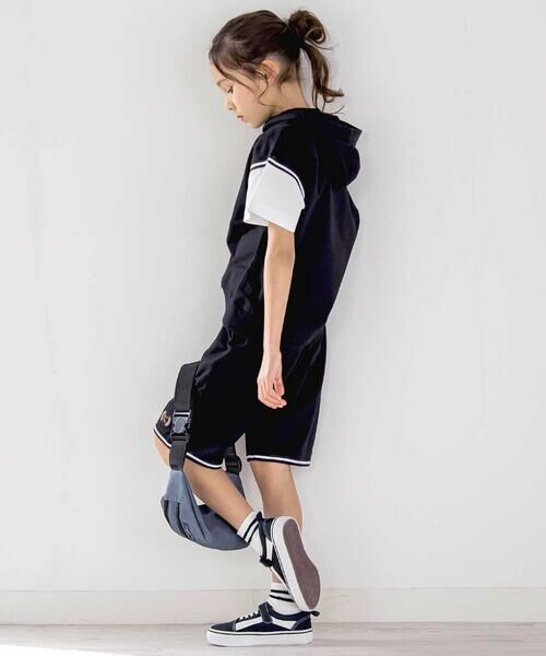 nexchic / ネクシック パーカー | ミニ裏毛フード付き半袖パーカー+ショートパンツセットアップ(110~150cm) | 詳細3