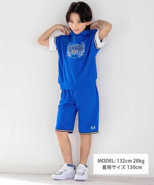 nexchic / ネクシック パーカー | ミニ裏毛フード付き半袖パーカー+ショートパンツセットアップ(110~150cm) | 詳細8