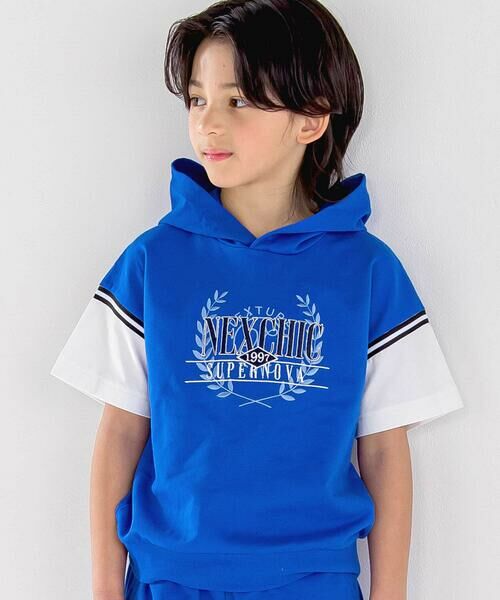 nexchic / ネクシック パーカー | ミニ裏毛フード付き半袖パーカー+ショートパンツセットアップ(110~150cm) | 詳細9