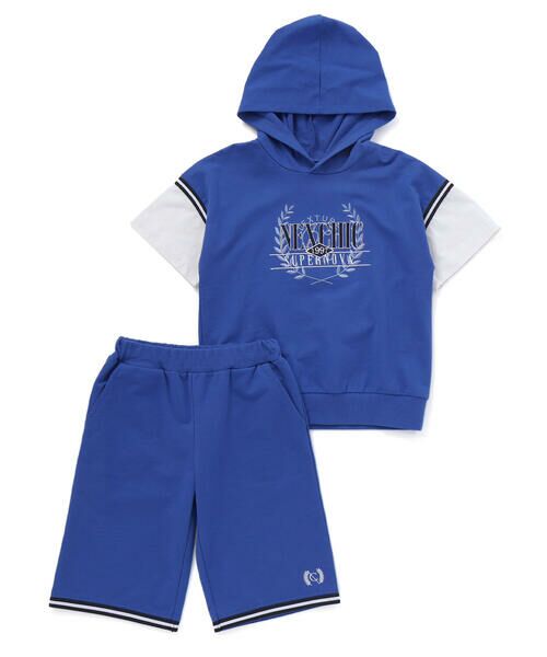 nexchic / ネクシック パーカー | ミニ裏毛フード付き半袖パーカー+ショートパンツセットアップ(110~150cm) | 詳細11