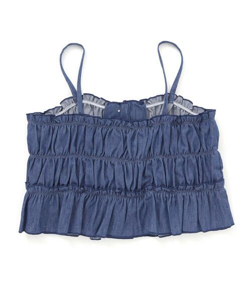 nexchic / ネクシック Tシャツ | デニムチェックキャミソール+天竺半袖Tシャツセット(110~150cm) | 詳細9