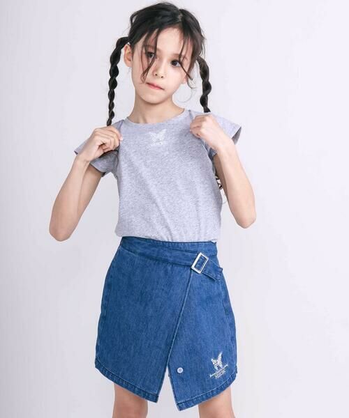 nexchic / ネクシック Tシャツ | デニムチェックキャミソール+天竺半袖Tシャツセット(110~150cm) | 詳細4