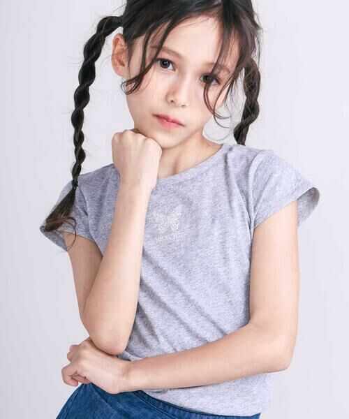 nexchic / ネクシック Tシャツ | デニムチェックキャミソール+天竺半袖Tシャツセット(110~150cm) | 詳細5