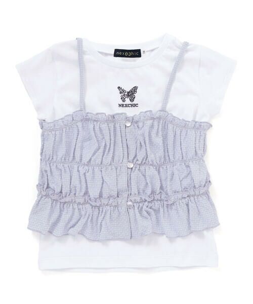 nexchic / ネクシック Tシャツ | デニムチェックキャミソール+天竺半袖Tシャツセット(110~150cm) | 詳細18
