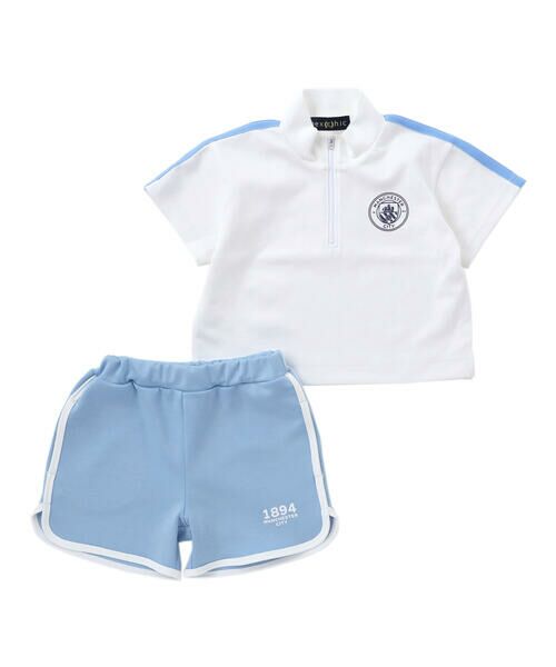 nexchic / ネクシック スウェット | 【Manchester City(マンチェスターシティ)コレクション】ハーフジップトレーナーxハーフパンツセットアップ(110~150cm) | 詳細5