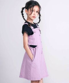 nexchic / ネクシック ドレス | ダメージ刺しゅうツイルジャンパースカート(110~150cm)