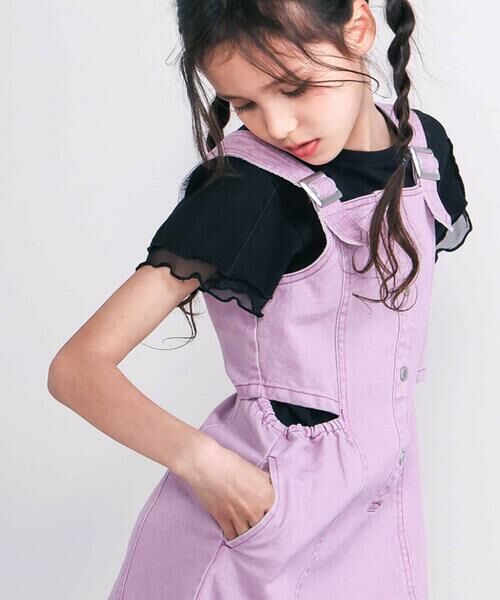 nexchic / ネクシック ドレス | ダメージ刺しゅうツイルジャンパースカート(110~150cm) | 詳細4