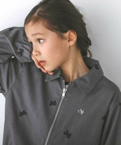 nexchic / ネクシック ノーカラージャケット | 【お揃い】デニムツイルファスナー付きジャケット(110~150cm) | 詳細8