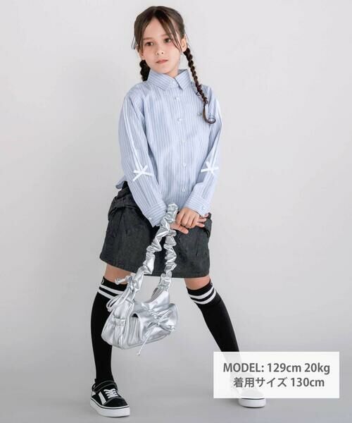 nexchic / ネクシック シャツ・ブラウス | 【お揃い】袖ライン無地&ストライプ長袖シャツ(110~150cm) | 詳細2