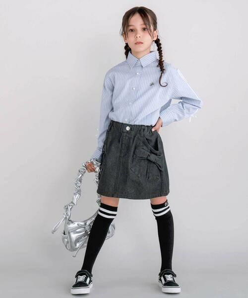 nexchic / ネクシック シャツ・ブラウス | 【お揃い】袖ライン無地&ストライプ長袖シャツ(110~150cm) | 詳細3