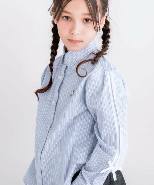 nexchic / ネクシック シャツ・ブラウス | 【お揃い】袖ライン無地&ストライプ長袖シャツ(110~150cm) | 詳細5