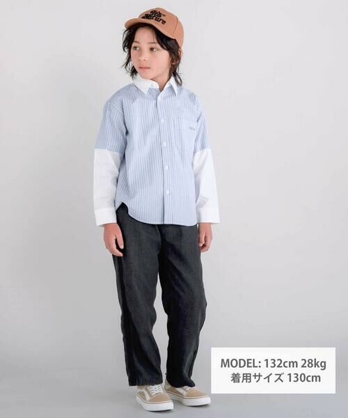 nexchic / ネクシック シャツ・ブラウス | 【お揃い】ストライプ袖切り替えシャツ(110~150cm) | 詳細1