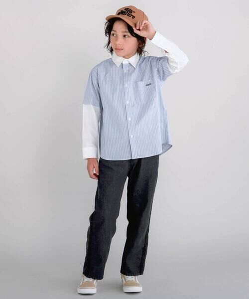 nexchic / ネクシック シャツ・ブラウス | 【お揃い】ストライプ袖切り替えシャツ(110~150cm) | 詳細2
