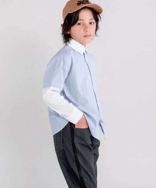 nexchic / ネクシック シャツ・ブラウス | 【お揃い】ストライプ袖切り替えシャツ(110~150cm) | 詳細3
