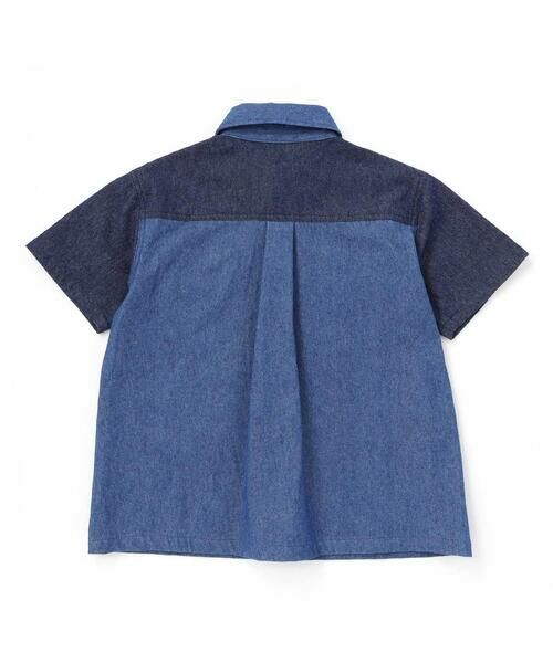 nexchic / ネクシック Tシャツ | 切り替え配色デニム&ツイル半袖シャツ(110~150cm) | 詳細1