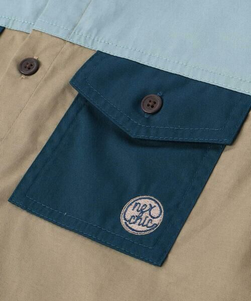 nexchic / ネクシック Tシャツ | 切り替え配色デニム&ツイル半袖シャツ(110~150cm) | 詳細12